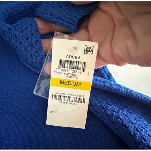 Bar III Womens Cold Shoulder Knit Sweater M Blue Viscose & Nylon - Picture 9 of 9